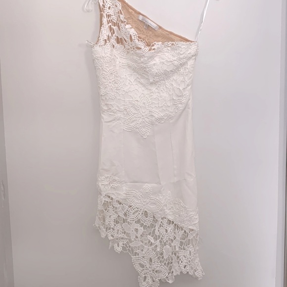 Lovers + Friends Lace Asymmetrical Dress in Ivory - Picture 6 of 7